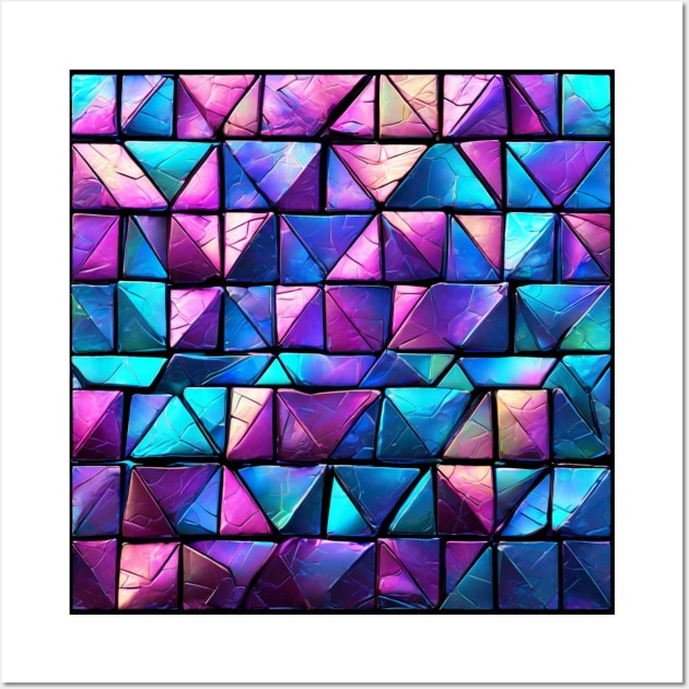 Iridescent Geometrical Tiles Wall Wall Art by Sonja818